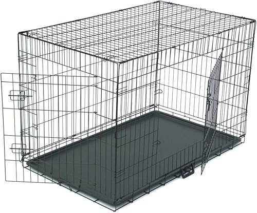 TactFire Hundekäfig Faltbar klappbar mit 2 Türen,Hundehöhle Hundebox Auto mit Bodenschale,(XXL) 121 x 74 x 81 cm,Zusammenklappbarer von TactFire