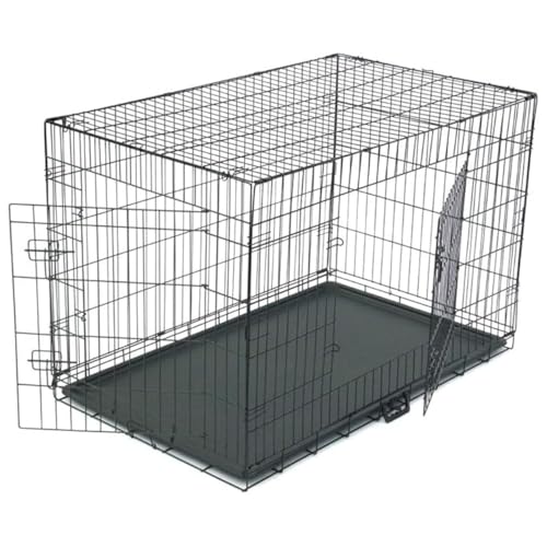 TactFire Hundekäfig Faltbar klappbar mit 2 Türen,Hundehöhle Hundebox Auto mit Bodenschale,(XXL) 121 x 74 x 81 cm,Zusammenklappbarer von TactFire