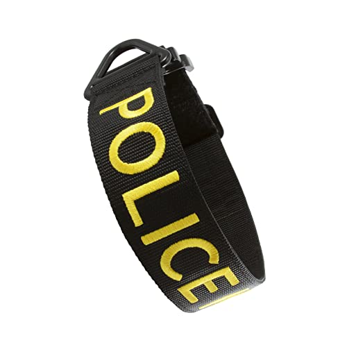 Tacticollar - 4,4 cm Strafverfolgung und Militärisches K9 Hundehalsband für mittelgroße Hunde, Mil Spec Nylonhalsband, Schnellverschluss-Metallschnalle (Polizei-Schwarz/Gold) von Tacticollar