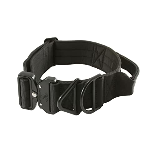Tacticollar - 5,1 cm taktisches Hundehalsband mit Griff für mittelgroße und große Hunde, Mil Spec Nylonhalsband, Schnellverschluss-Metallschnalle, innen mit Neopren gepolstert (groß, schwarz) von Tacticollar