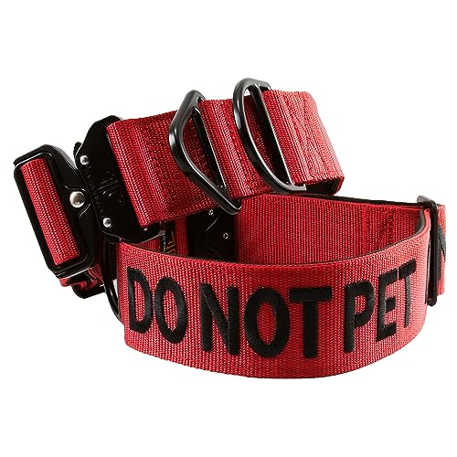 Tacticollar - Do Not Pet Nylon-Halsband für mittelgroße und große Hunde, 5,1 cm, mit Neopren gepolstert, um Unfälle zu verhindern (Rot/Schwarz, Größe M 5,1 cm breit) von Tacticollar