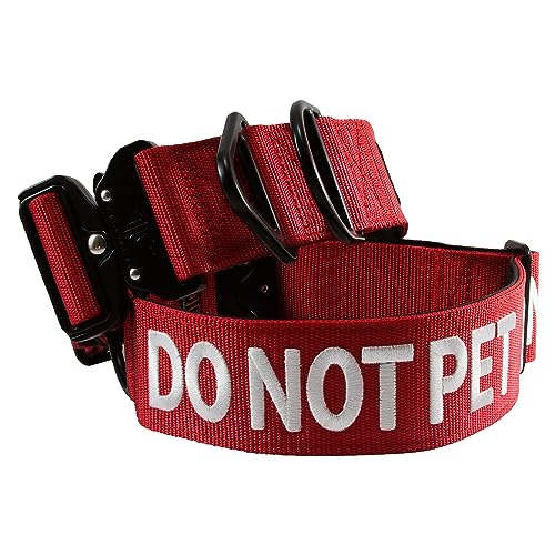 Tacticollar Nylon-Halsband „Bitte nicht streicheln“mit einer Breite von ca. 5 cm für mittelgroße und große Hunde, innen mit Neopren gepolstert, kommuniziere die Bedürfnisse deines Hunds, um Unfälle zu von Tacticollar