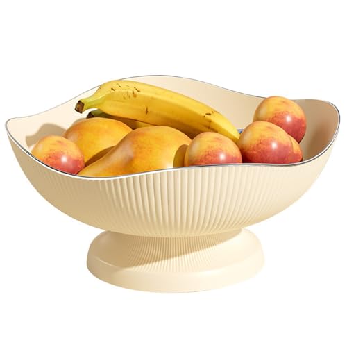 Obstschale 10.2x4.7 Minimalistische Lebensmittelqualität Haustier Fruchtwaschschale mit Entwässerungsloch & Abnehmbarer Basis-Mehrzweckkorb für Süßigkeiten-Snack-Nuss, milchig weiß von Tadoiooy