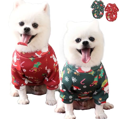 Tadoiooy Hund Weihnachtsspringer, Hund Weihnachts Outfit 2pcs warmes Hund Weihnachtskostüm mit Plüsch Liner Hund Jumper mit Weihnachtsmuster Hunde Weihnachtshemden Winter Hundekleidung 3XL von Tadoiooy