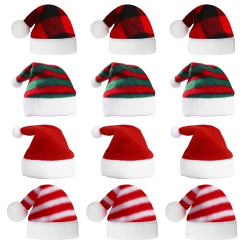Tadoiooy Hundehüte, Hund Santa Hut 12pcs weiche Plüsch Gnom Hüte für bastelbastbare süße Hundeshinghut gemischte Muster Mini Santa Hüte für Welpen Kätzchen kleine Katzen Hunde Hunde von Tadoiooy
