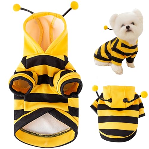 Tadoiooy Lustige Hundekostüme, Hundebienenkostüm Humble Bienenhunde Kostüm mit D Ringgröße XXL weiches Hund Hoodie Winter Outfit Halten Sie Haustiere für kleine Hund Cosplay, Weihnachten, Halloween von Tadoiooy