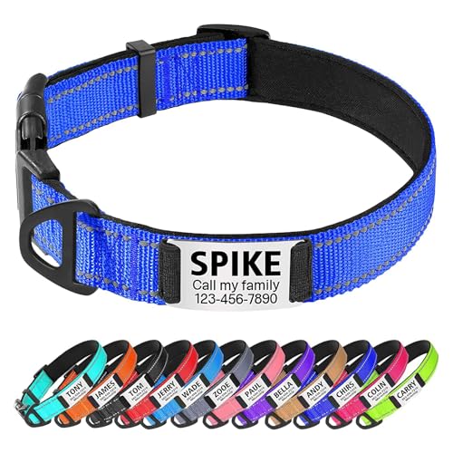 TagME Hundehalsband personalisiert, Reflektierendes gepolstertes Nylon Hundehalsband für mittelgroße Hunde mit Namen und Telefonnummer TagME Hundehalsband personalisiert, Reflektierendes gepolstertes Nylon Hundehalsband für mittelgroße Hunde mit Namen und Telefonnummer von TagME