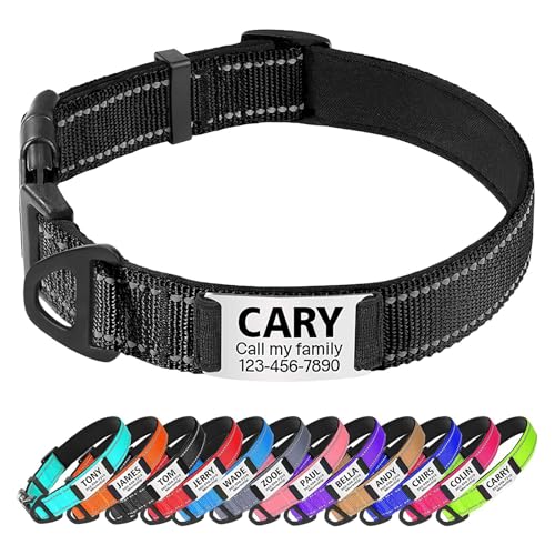 TagME Hundehalsband personalisiert, Reflektierendes gepolstertes Nylon Hundehalsband für extra große Hunde mit Namen und Telefonnummer TagME Hundehalsband personalisiert, Reflektierendes gepolstertes Nylon Hundehalsband für extra große Hunde mit Namen und Telefonnummer von TagME