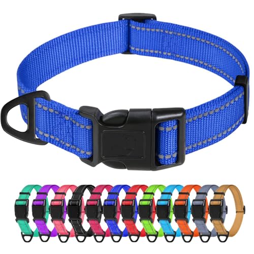 TagME Nylon Hundehalsband, Verstellbares Reflektierendes Hundehalsband mit Sicherheitsschnalle für Große Hunde, Dunkelblau, 2.5cm Breite TagME Nylon Hundehalsband, Verstellbares Reflektierendes Hundehalsband mit Sicherheitsschnalle für Große Hunde, Dunkelblau, 2.5cm Breite von TagME