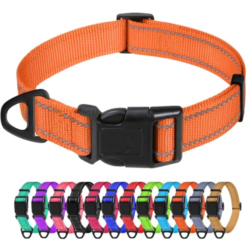 TagME Nylon Hundehalsband, Verstellbares Reflektierendes Hundehalsband mit Sicherheitsschnalle für Große Hunde, Orange, 2.5cm Breite TagME Nylon Hundehalsband, Verstellbares Reflektierendes Hundehalsband mit Sicherheitsschnalle für Große Hunde, Orange, 2.5cm Breite von TagME