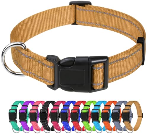 TagME Nylon Hundehalsband, Verstellbares Reflektierendes Hundehalsband mit Sicherheitsschnalle für Kleiner Hund, Braun, 1.5cm Breite von TagME