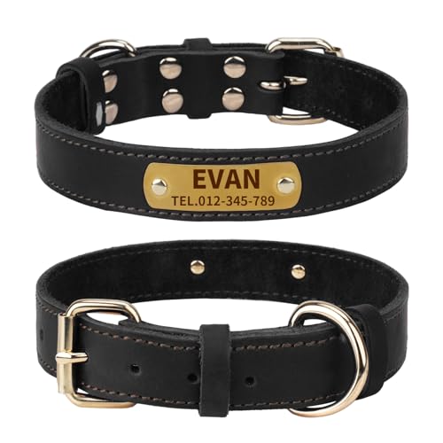 TagME Hundehalsband Personalisiert aus Leder mit Eingraviertem Hundename und Telefonnummer, Hundehalsband aus Echtem Leder für Mittlere Hunde TagME Hundehalsband Personalisiert aus Leder mit Eingraviertem Hundename und Telefonnummer, Hundehalsband aus Echtem Leder für Mittlere Hunde von TagME