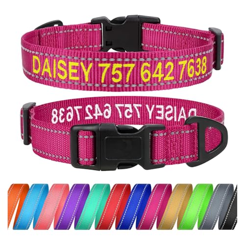 TagME Personalisierte Hundehalsband für Große Hund Mit Gestickten, Reflektierendes Nylon Hundehalsband Mit Pet Name & Telefonnummer, Hot Pink L TagME Personalisierte Hundehalsband für Große Hund Mit Gestickten, Reflektierendes Nylon Hundehalsband Mit Pet Name & Telefonnummer, Hot Pink L von TagME