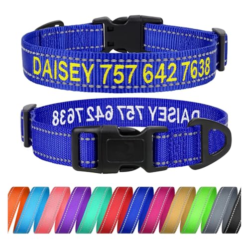 TagME Personalisierte Hundehalsband für Kleine Hund Mit Gestickten, Reflektierendes Nylon Hundehalsband Mit Pet Name & Telefonnummer, Königsblau S TagME Personalisierte Hundehalsband für Kleine Hund Mit Gestickten, Reflektierendes Nylon Hundehalsband Mit Pet Name & Telefonnummer, Königsblau S von TagME