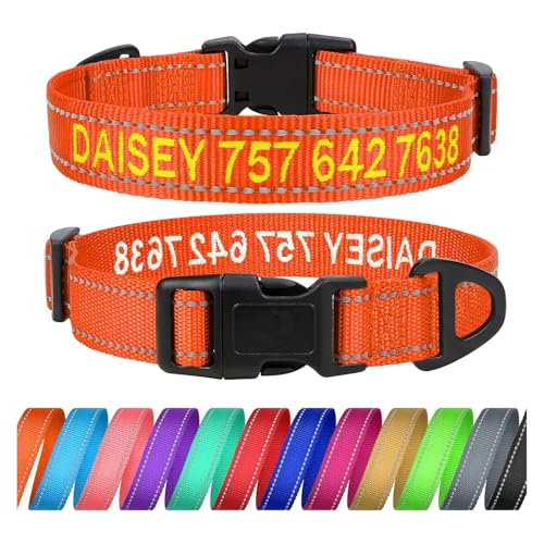 TagME Personalisierte Hundehalsband für Mittlerer Hund Mit Gestickten, Reflektierendes Nylon Hundehalsband Mit Pet Name & Telefonnummer, Orange M TagME Personalisierte Hundehalsband für Mittlerer Hund Mit Gestickten, Reflektierendes Nylon Hundehalsband Mit Pet Name & Telefonnummer, Orange M von TagME
