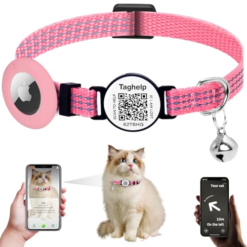 AirTag Katzenhalsband, Reflektierendes Kätzchenhalsband, Breakaway Apple Air Tag Katzenhalsband, GPS-Katzenhalsband mit AirTag-Halterung und Glocke, leichte Tracker-Katzenhalsbänder für Mädchen, AirTag Katzenhalsband, Reflektierendes Kätzchenhalsband, Breakaway Apple Air Tag Katzenhalsband, GPS-Katzenhalsband mit AirTag-Halterung und Glocke, leichte Tracker-Katzenhalsbänder für Mädchen, von Taghelp