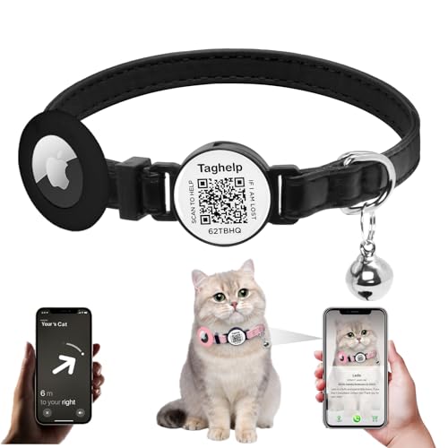 Breakaway Katzenhalsband - Leder, Weich, Verstellbar Mit Airtag-Halter, Glöckchen - Für Jungen, Mädchen, Katzen Mit Apple Air-Tag Breakaway Katzenhalsband - Leder, Weich, Verstellbar Mit Airtag-Halter, Glöckchen - Für Jungen, Mädchen, Katzen Mit Apple Air-Tag von Taghelp