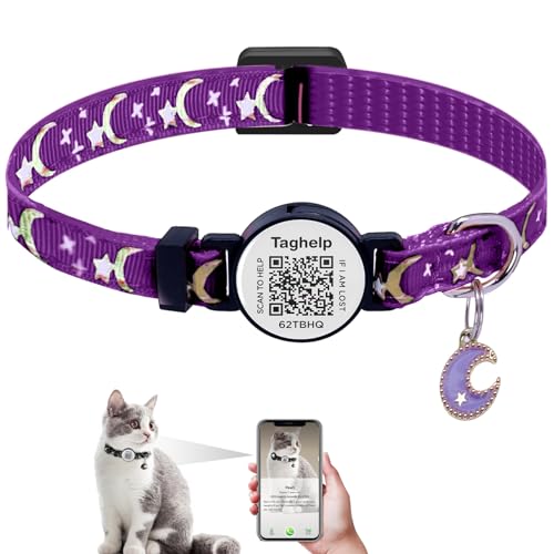 Katzenhalsband mit Sternen und Mond, reflektierend, ohne Glocke, solide und sichere Halsbänder für Katzen, Nylon, Kätzchen-Halsbänder, Haustierhalsband, Breakaway-Katzenhalsband mit intelligenten Katzenhalsband mit Sternen und Mond, reflektierend, ohne Glocke, solide und sichere Halsbänder für Katzen, Nylon, Kätzchen-Halsbänder, Haustierhalsband, Breakaway-Katzenhalsband mit intelligenten von Taghelp