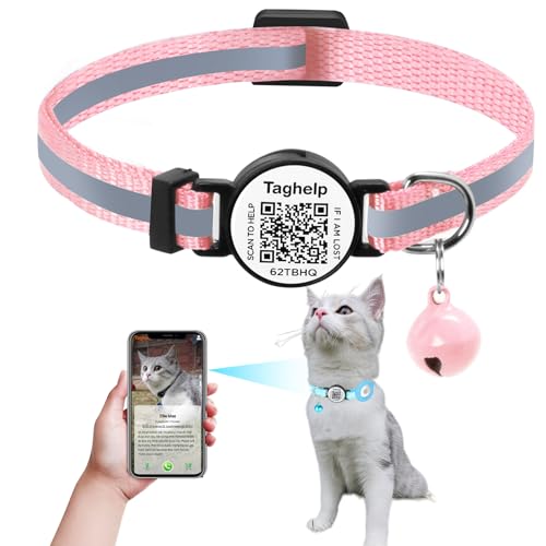 Reflektierendes Kätzchen-Halsband mit Glöckchen, Katzenhalsband mit QR-Code-Namensschild, personalisierbar, ultra-langlebig, verstellbar, Schnellverschluss, passend für die meisten Mädchen, Jungen, von Taghelp