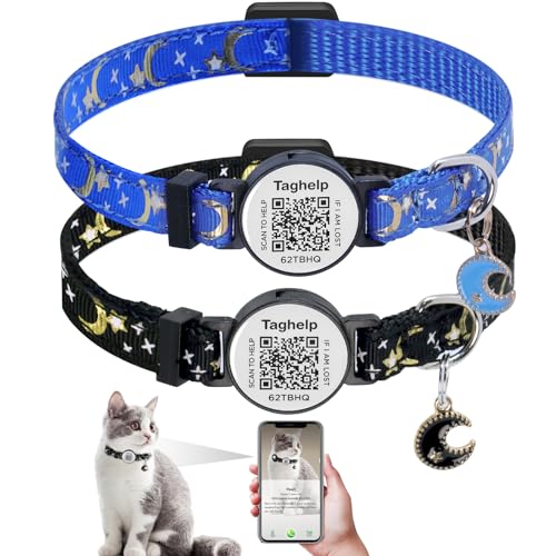 Stars and Moon, solides und sicheres Sicherheits-Halsband für Kätzchen, mit QR-ID-Tag für Mädchen und Jungen, für Katzen, Haustier-Halsband, leise, leicht und langlebig, QR-Code-Haustier-ID-Tags Stars and Moon, solides und sicheres Sicherheits-Halsband für Kätzchen, mit QR-ID-Tag für Mädchen und Jungen, für Katzen, Haustier-Halsband, leise, leicht und langlebig, QR-Code-Haustier-ID-Tags von Taghelp