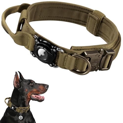 Taktisches Hundehalsband mit Airtag-Halterung (Braun, M) von Taghelp