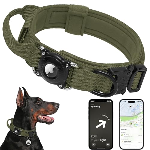 Taktisches Hundehalsband mit Airtag-Halterung (Grün, M) von Taghelp