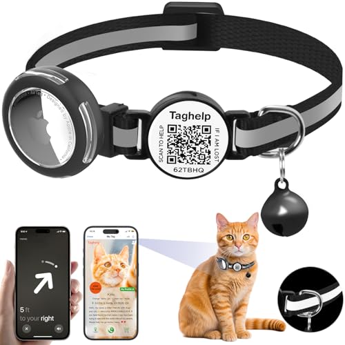 Wasserdichter Airtag-Halter, Katzenhalsband, leichtes Kätzchenhalsband für Apple Air-Tag, solide und sicher, reflektierendes Haustierhalsband, Breakaway-Smart-ID-Tag, scannen Sie QR-Code für sofortige Wasserdichter Airtag-Halter, Katzenhalsband, leichtes Kätzchenhalsband für Apple Air-Tag, solide und sicher, reflektierendes Haustierhalsband, Breakaway-Smart-ID-Tag, scannen Sie QR-Code für sofortige von Taghelp