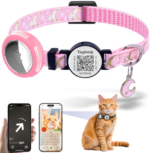 Wasserdichtes Airtag-Katzenhalsband, Breakaway mit Sternen und Mond, mit AirTag-Halterung für Apple, solide und sicher, Haustier-Halsband, intelligentes ID-Tag-Katzenhalsband, Scannen Sie QR für Wasserdichtes Airtag-Katzenhalsband, Breakaway mit Sternen und Mond, mit AirTag-Halterung für Apple, solide und sicher, Haustier-Halsband, intelligentes ID-Tag-Katzenhalsband, Scannen Sie QR für von Taghelp