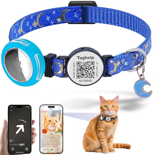 Wasserdichtes Airtag-Katzenhalsband mit Glöckchen, Mond- und Sternen-Anhänger, reflektierendes Kätzchenhalsband mit Apple-Airtag-Halterung, Sicherheitsschnalle für Mädchen, Jungen, Katzen Wasserdichtes Airtag-Katzenhalsband mit Glöckchen, Mond- und Sternen-Anhänger, reflektierendes Kätzchenhalsband mit Apple-Airtag-Halterung, Sicherheitsschnalle für Mädchen, Jungen, Katzen von Taghelp
