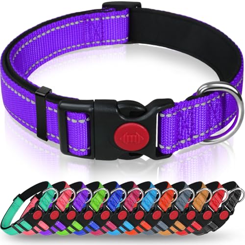 Taglory Hundehalsband, Weich Gepolstertes Neopren Nylon Hunde Halsband für Kleine Hunde, Verstellbare und Reflektierend für das Training, Lila Taglory Hundehalsband, Weich Gepolstertes Neopren Nylon Hunde Halsband für Kleine Hunde, Verstellbare und Reflektierend für das Training, Lila von Taglory