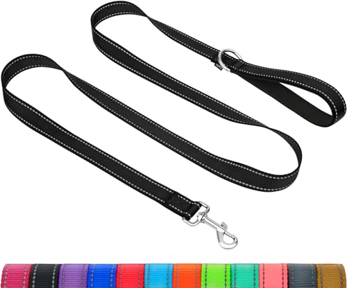 Taglory Hundeleine Kleine Hunde Leicht | Doppelseitig Reflektierend | Gepolsterter Griff | Bis zu 10 kg | 1.8m x 2cm | Schwarz von Taglory