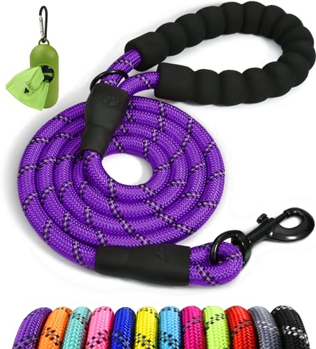 Taglory Hundeleine mit bequemen gepolsterten Griff, robuste Hundeleine zum Trainieren und Gassi gehen, 180×1.2cm Reflektierend Führleine aus weichem Nylon für große Hunde, lila Taglory Hundeleine mit bequemen gepolsterten Griff, robuste Hundeleine zum Trainieren und Gassi gehen, 180×1.2cm Reflektierend Führleine aus weichem Nylon für große Hunde, lila von Taglory