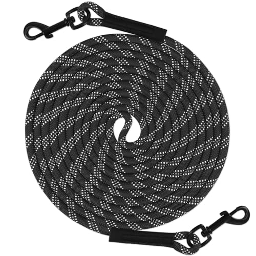 Taglory Schleppleine 5m für Hunde | Reflektierendes Seil | Doppelter Haken | 8mm Schwarz Taglory Schleppleine 5m für Hunde | Reflektierendes Seil | Doppelter Haken | 8mm Schwarz von Taglory