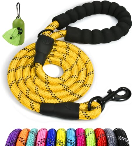 Taglory Hundeleine mit bequemen gepolsterten Griff, robuste Hundeleine zum Trainieren und Gassi gehen, 120×1.2cm Reflektierend Führleine aus weichem Nylon für große Hunde,gelb Taglory Hundeleine mit bequemen gepolsterten Griff, robuste Hundeleine zum Trainieren und Gassi gehen, 120×1.2cm Reflektierend Führleine aus weichem Nylon für große Hunde,gelb von Taglory