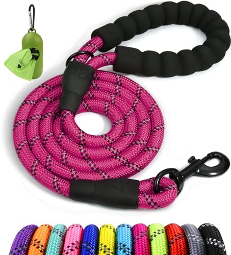 Taglory Hundeleine mit bequemen gepolsterten Griff, robuste Hundeleine zum Trainieren und Gassi gehen, 150×1.2cm Reflektierend Führleine aus weichem Nylon für große Hunde, hot pink Taglory Hundeleine mit bequemen gepolsterten Griff, robuste Hundeleine zum Trainieren und Gassi gehen, 150×1.2cm Reflektierend Führleine aus weichem Nylon für große Hunde, hot pink von Taglory