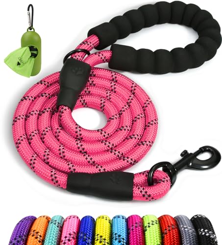 Taglory Hundeleine mit bequemen gepolsterten Griff, robuste Hundeleine zum Trainieren und Gassi gehen, 180×1.0cm Reflektierend Führleine aus weichem Nylon für mittelgroße Hunde, pink Taglory Hundeleine mit bequemen gepolsterten Griff, robuste Hundeleine zum Trainieren und Gassi gehen, 180×1.0cm Reflektierend Führleine aus weichem Nylon für mittelgroße Hunde, pink von Taglory