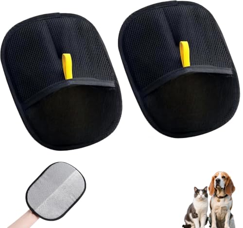 2 Stück Haarbürstenhandschuhe für Hunde & Katzen, Anti-Statik Handschuhe mit Doppelseitigem Design, Wiederverwendbare Tierhaar Entfernungs Handschuhe für Fellpflege, for Clothes, Sofas, Carpets von TaiXinYuly