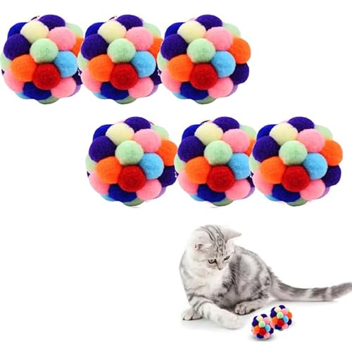 Taicols 6-teiliges buntes Ball, Rassel, Ball, aus Plüsch, Ball für Katzen, weiches Spielzeug, Regenbogen, Kauspielzeug für Katzen im Innenbereich Taicols 6-teiliges buntes Ball, Rassel, Ball, aus Plüsch, Ball für Katzen, weiches Spielzeug, Regenbogen, Kauspielzeug für Katzen im Innenbereich von Taicols
