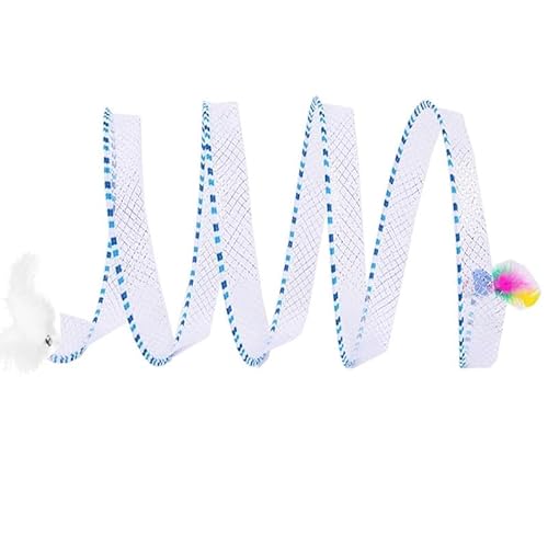 Taicols Katzentunnel für den Innenbereich, Katzentunnel aus Spirale, zusammenklappbar, Katzentunnel, Spielzeug, Katzenspielzeug, interaktives Spielzeug mit Federn (blau) von Taicols