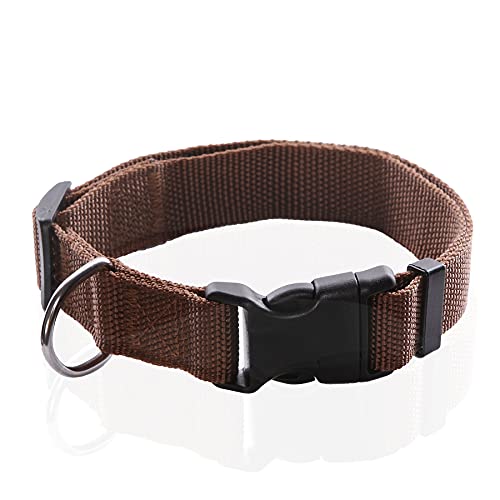 Verstellbares Nylon-Hundehalsband, langlebiges Haustierhalsband, 2,5 cm, 1,9 cm, 1,6 cm breit, für große, mittelgroße und kleine Hunde (Größe M (1,9 x 35,6–53,3 cm), Braun) von Taida