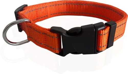 Verstellbares Nylon-Hundehalsband, reflektierendes Halsband, 2,5 cm, 1,9 cm, 1,6 cm breit, für große, mittelgroße und kleine Hunde Verstellbares Nylon-Hundehalsband, reflektierendes Halsband, 2,5 cm, 1,9 cm, 1,6 cm breit, für große, mittelgroße und kleine Hunde von Taida