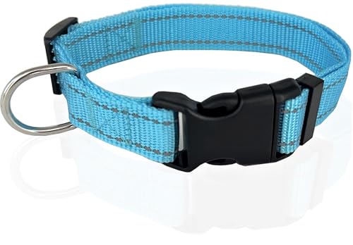 Verstellbares Nylon-Hundehalsband, reflektierendes Halsband, 2,5 cm, 1,9 cm, 1,6 cm breit, für große, mittelgroße und kleine Hunde Verstellbares Nylon-Hundehalsband, reflektierendes Halsband, 2,5 cm, 1,9 cm, 1,6 cm breit, für große, mittelgroße und kleine Hunde von Taida