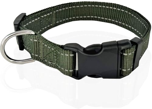 Verstellbares Nylon-Hundehalsband, reflektierendes Halsband, 2,5 cm, 1,9 cm, 1,6 cm breit, für große, mittelgroße und kleine Hunde Verstellbares Nylon-Hundehalsband, reflektierendes Halsband, 2,5 cm, 1,9 cm, 1,6 cm breit, für große, mittelgroße und kleine Hunde von Taida