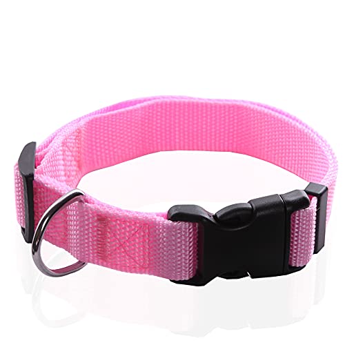 Verstellbares Nylon-Hundehalsband, 2,5 cm, 1,9 cm, 1,6 cm breit, für große, mittelgroße und kleine Hunde (S(1,6 x 27,9–40,6 cm), Rosa) von Taida