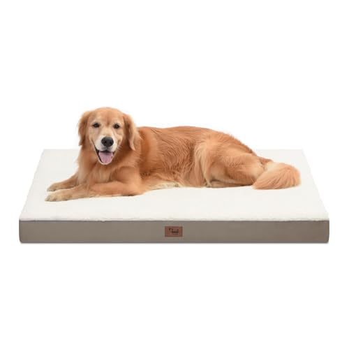 Orthopädisches Hundebett für extra große Hunde, XL, wasserdichtes Hundebett für große Hunde, Eierkisten-Schaumstoff-Hundebett mit abnehmbarem, waschbarem Oxford-Kühlbezug, Khaki-Weiß Orthopädisches Hundebett für extra große Hunde, XL, wasserdichtes Hundebett für große Hunde, Eierkisten-Schaumstoff-Hundebett mit abnehmbarem, waschbarem Oxford-Kühlbezug, Khaki-Weiß von Tail Stories