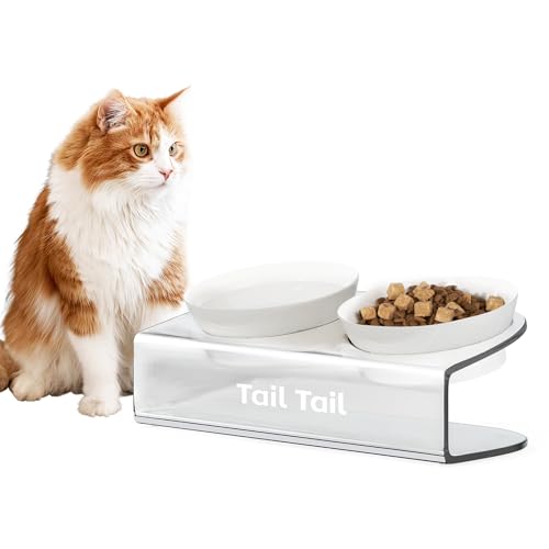 Tail Tail Erhöhte Katzennäpfe mit Acrylständer, 15° geneigt, erhöhter Futternapf für Haustiere und Wassernapf, Anti-Erbrechen, Katzennäpfe für Indoor-Katzen und kleine Hunde Tail Tail Erhöhte Katzennäpfe mit Acrylständer, 15° geneigt, erhöhter Futternapf für Haustiere und Wassernapf, Anti-Erbrechen, Katzennäpfe für Indoor-Katzen und kleine Hunde von Tail Tail
