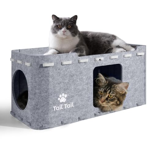 Tail Tail Katzenbett für Indoor-Katzen, 2-stöckiges großes Spiel- und Schlaf-Katzenhaus, kratzfeste Peekaboo-Katzenhöhlen, niedliches modernes Katzenversteck für mehrere kleine Haustiere und große Tail Tail Katzenbett für Indoor-Katzen, 2-stöckiges großes Spiel- und Schlaf-Katzenhaus, kratzfeste Peekaboo-Katzenhöhlen, niedliches modernes Katzenversteck für mehrere kleine Haustiere und große von Tail Tail