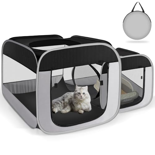 Tailtastic Großer Katzenlaufstall Katzenauslauf mit separaten Bereichen, für draußen und drinnen, tragbarer Haustier-Laufstall für Hauskatzen, Welpen und Kleintiere, Hunde-Laufstall mit Tragetasche Tailtastic Großer Katzenlaufstall Katzenauslauf mit separaten Bereichen, für draußen und drinnen, tragbarer Haustier-Laufstall für Hauskatzen, Welpen und Kleintiere, Hunde-Laufstall mit Tragetasche von TailTastic