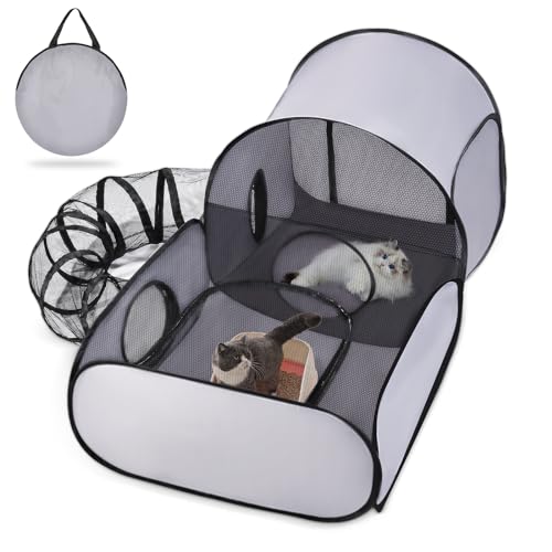 Tailtastic Hunde-Laufstall mit Umrandungstunnel, Outdoor/Indoor Katzenlaufstall mit atmungsaktiven weichen Seiten, TailTastic Katzengehege Zelt für Kleintiere, tragbares Katzenzelt mit Tragetasche Tailtastic Hunde-Laufstall mit Umrandungstunnel, Outdoor/Indoor Katzenlaufstall mit atmungsaktiven weichen Seiten, TailTastic Katzengehege Zelt für Kleintiere, tragbares Katzenzelt mit Tragetasche von TailTastic