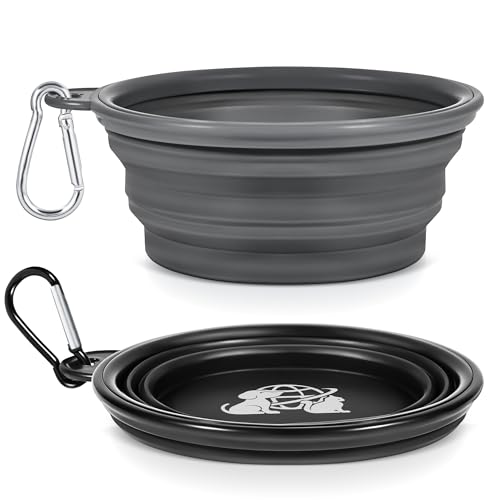 Tailtastic Tragbare Hundenäpfe aus Silikon, faltbar, für kleine, mittelgroße und große Hunde, faltbarer Outdoor-Napf mit Clip, leicht, für Wandern, Camping, Rucksackreisen, 2 Stück von TailTastic
